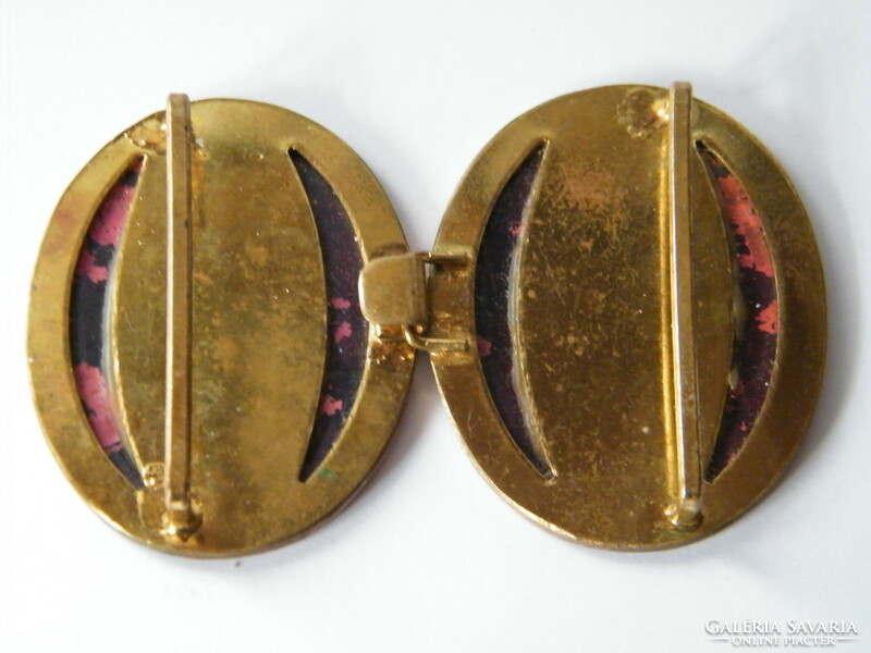 Fire enamel decorative, unique pair of belt buckles