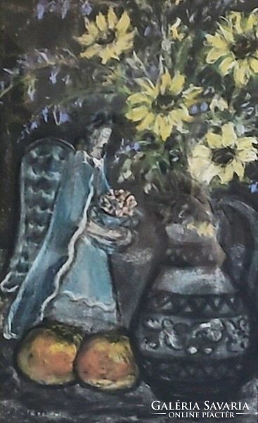 Abonyi Arany (1899 - 1967) Csendélet kerámia - figurával