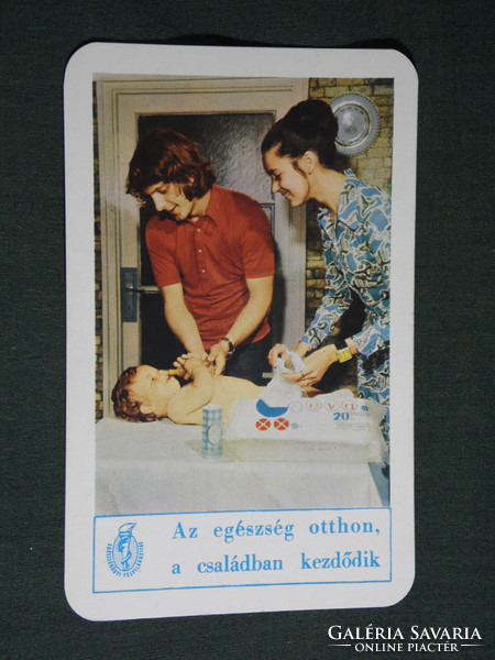 Kártyanaptár, Egészségügyi felvilágosítás,család modell, baba törlőkendő, Szolnok papír,1974,   (5)