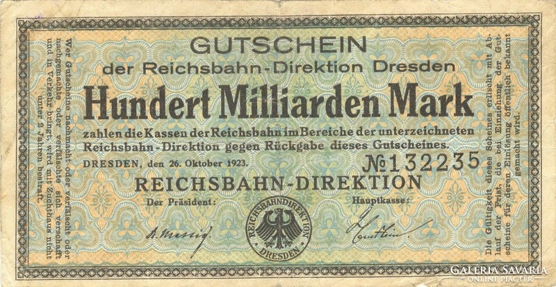100 milliárd márka 1923.10.26. Németország Dresden
