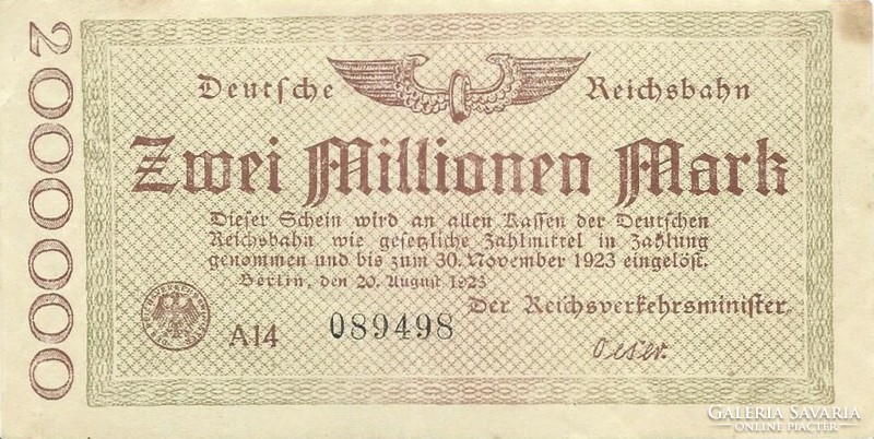 2 million marks 30.08.1923. Beautiful Germany Berlin