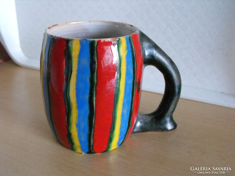 Retro ceramic mug with stripes marked fm