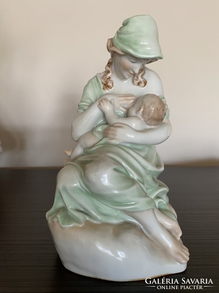 Mother with child, Herend marked porcelain