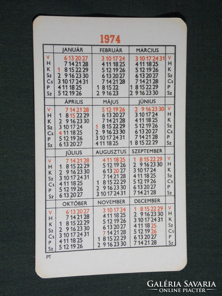 Card calendar, public road maintenance company in Pécs, 1974, (5)