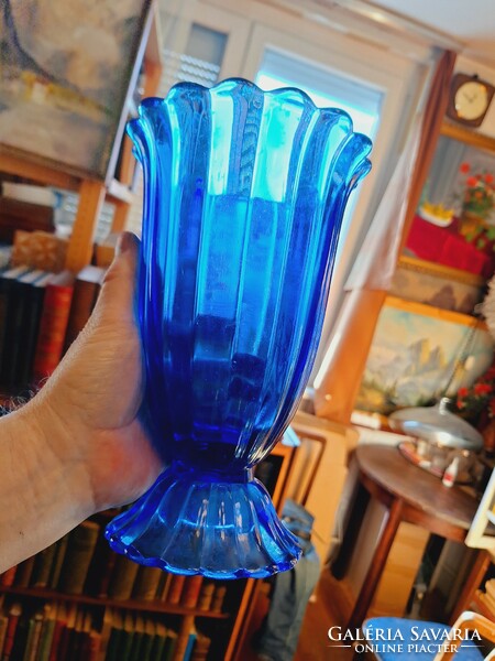 Art-deco-style (revival) bohemia glass labeled glass vase inspired by Joseph Hoffman!