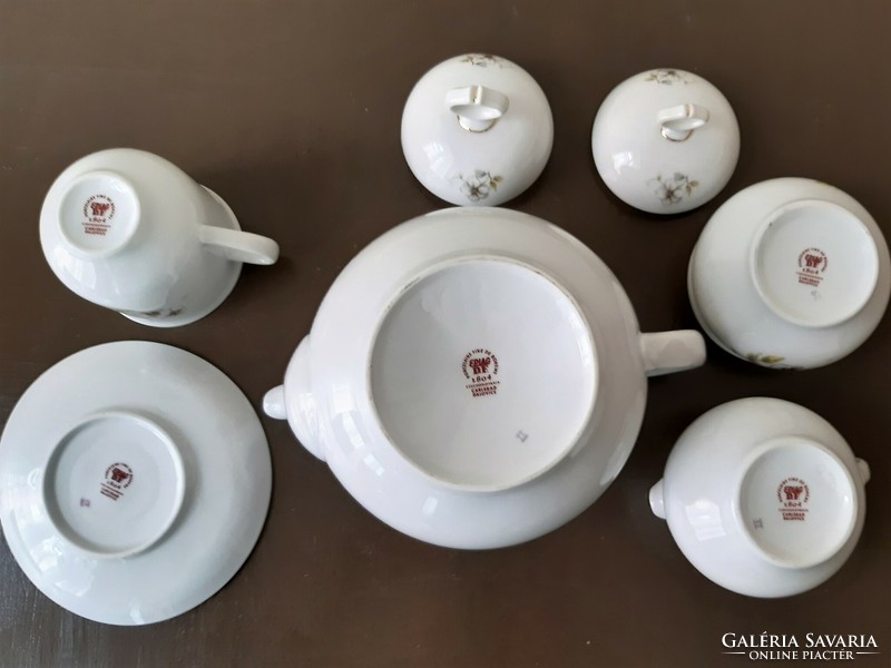 Carlsbad csehszlovák porcelán, 6 személyes teáskészlet
