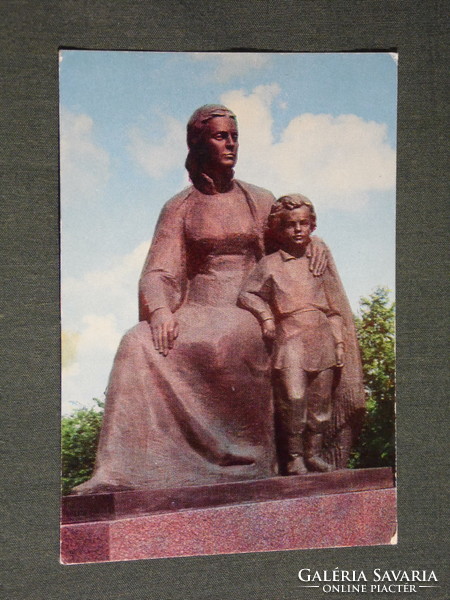 Kártyanaptár, Szovjetunió, Orosz, Uljanovszk, Volodya fiával szoborcsoport,1974,   (5)