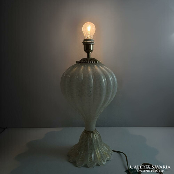 Large gold mother-of-pearl interniluce Italian glass table lamp from the 70s