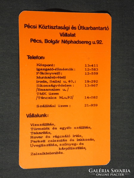 Card calendar, public road maintenance company in Pécs, 1974, (5)