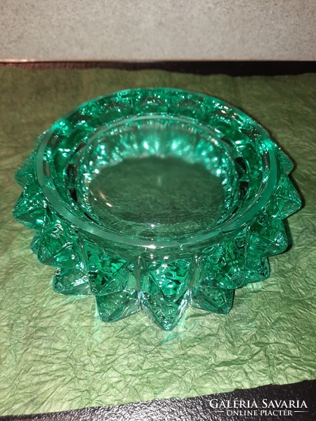 Retro green glass bowl
