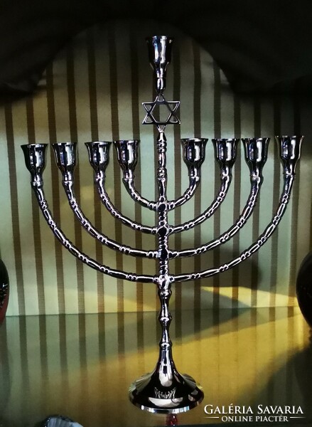 Nine-armed Hanukkah candle holder