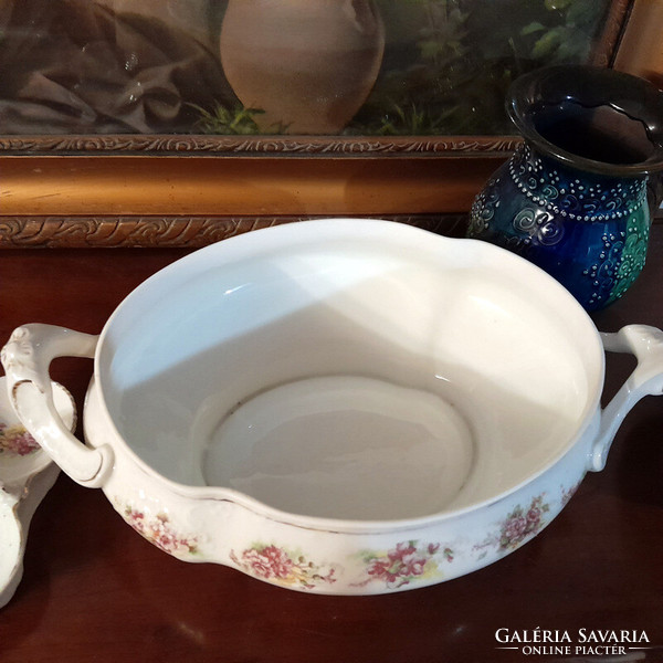 Antique serving set: soup bowl + sauce pourer + salt shaker - art&decoration