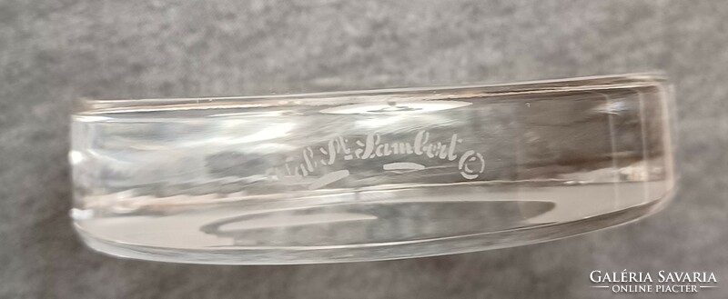 Val st-lambert (famous Belgian glass manufactory) polished glass leaf weight