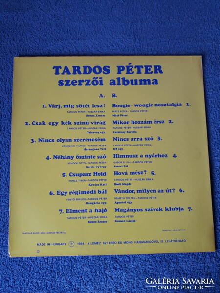 Tardos Péter szerzői albuma.  /1984/