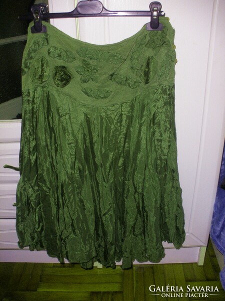 Romantic heavy silk (polyester) green skirt