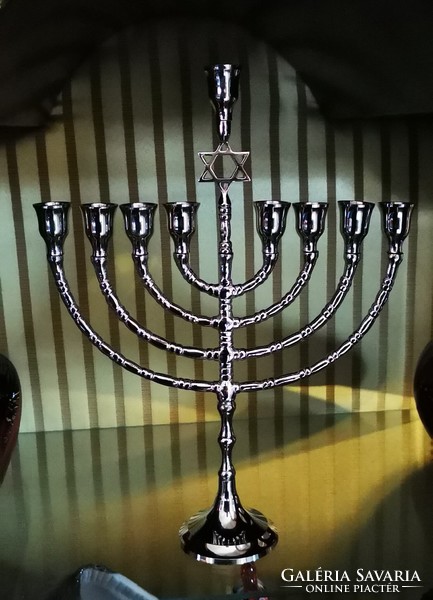 Nine-armed Hanukkah candle holder