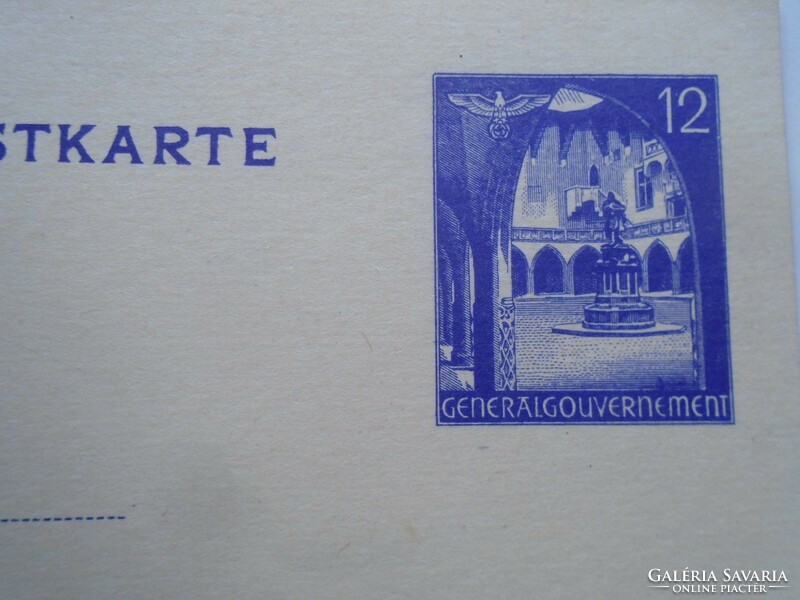 D200541 Németország Lengyelország Poland, Díjjegyes levelezőlap 1942  Generalgouvernment Stationery