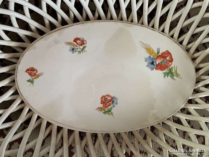 Kispest openwork edge serving bowl floral oval porcelain wicker bread basket bread basket
