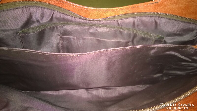 Csau barna bőr retikül-női táska+bőröv 2 belső rekesz, 2 zseb 35,5x22,5 cm