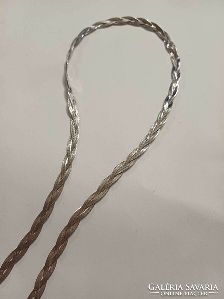 Olasz ezüst széles nyaklánc-nyakék 45 cm