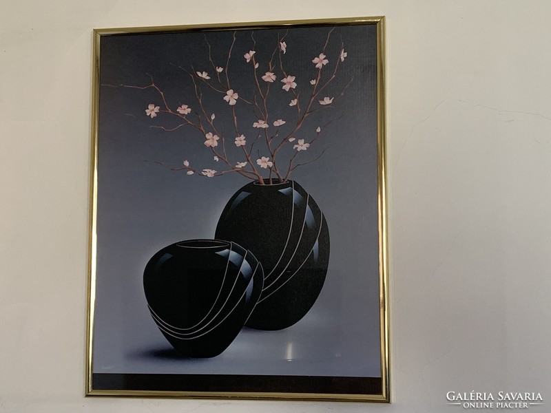 Retro falikép fali dekor art decos vázával és virággal 50,5 x 40,5 cm budapesti átvét is