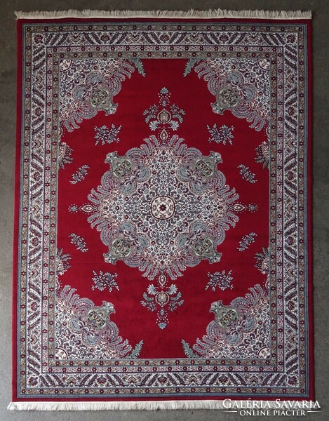 1K963 Nagyméretű bordó színű hosszú rojtos indiai perzsa mintás Fáraó szőnyeg 300 x 410 cm