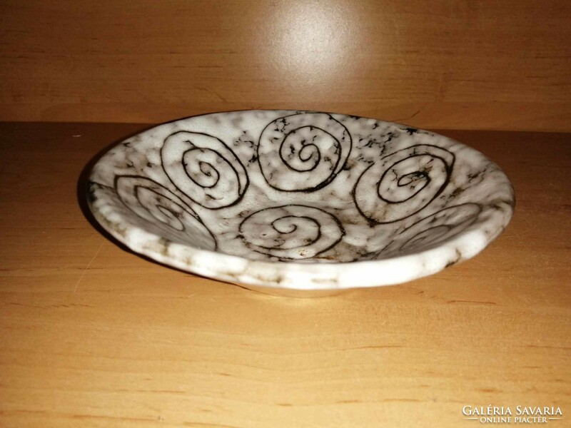 Hódmezővásárhely ceramics, gray snailed bowl bowl - diam. 17.5 cm (3p)