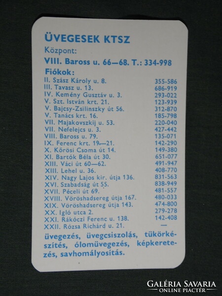 Card calendar, glassware ktsz, Budapest, branch plants, locations, 1973, (5)