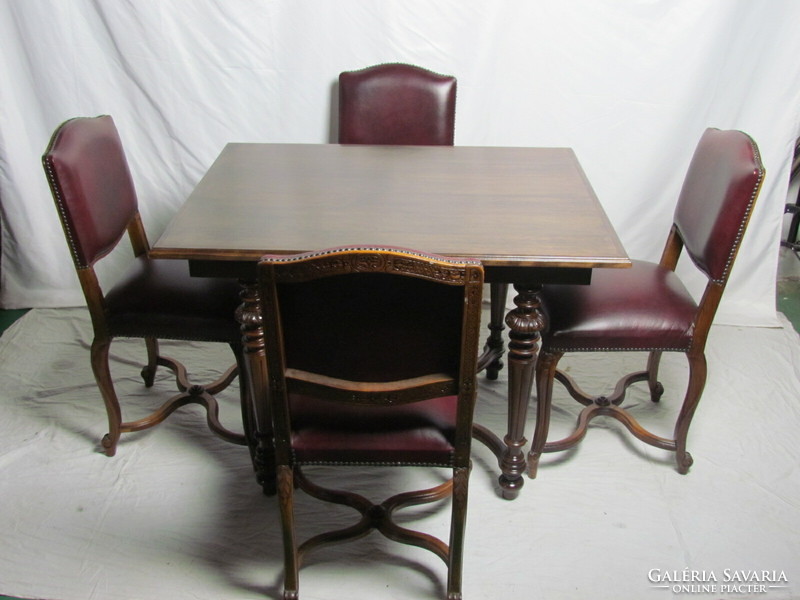 Antik Bécsi Barokk asztal + 4szék (restaurált)