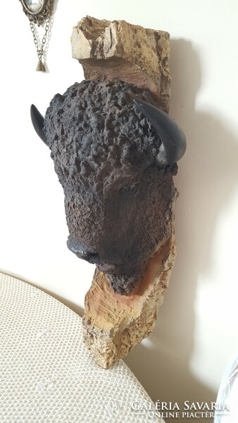 Paul r. Carrico bison head sculpture, wall decoration
