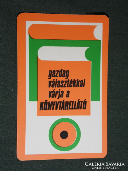 Kártyanaptár, Könyvtárellátó vállalat, Budapest, grafikai, könyv,1973,   (5)