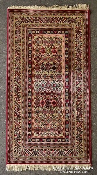 1K976 old burgundy machine-woven shiraz pattern connecting rug 110 x 223 cm
