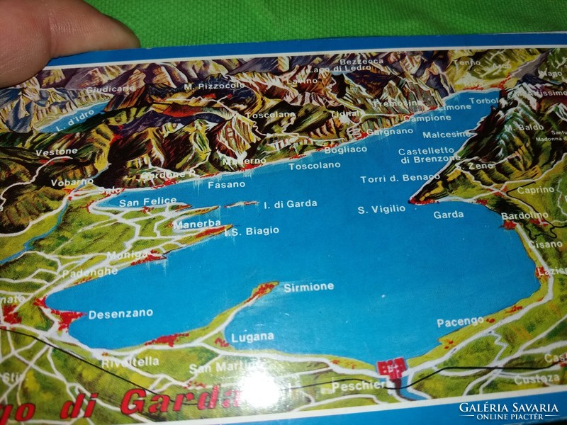 Olaszország utazó emlék szuvenír a Garda -tó Lago di Garda emlékfüzet képeslapokkal a képek szerint