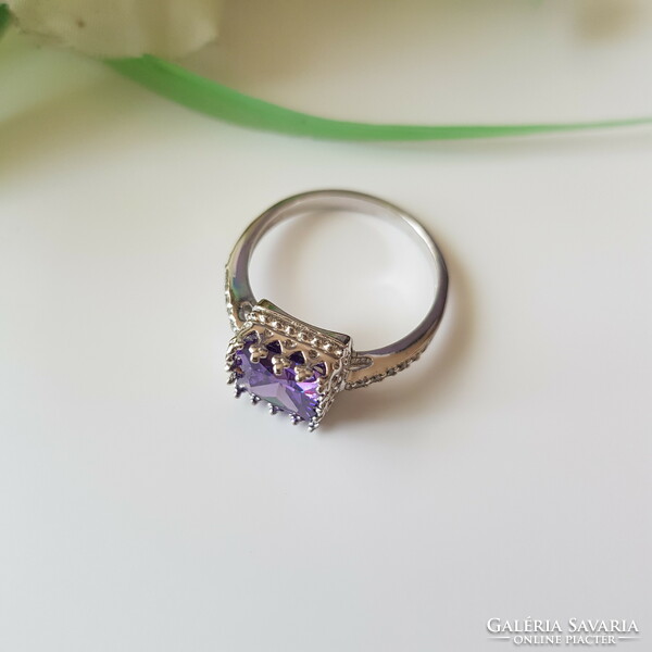 New purple rhinestone ring - usa 7 / eu 54 / ø17.5mm
