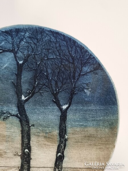 Colored etchings by graphic artist Imre Kéri: winter i. , Winter ii.