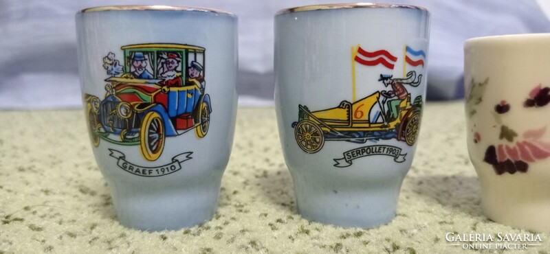2 Rare Zsolnay cups. Oldtimer car driver. 2 Zsolnay kupica, cup owner.