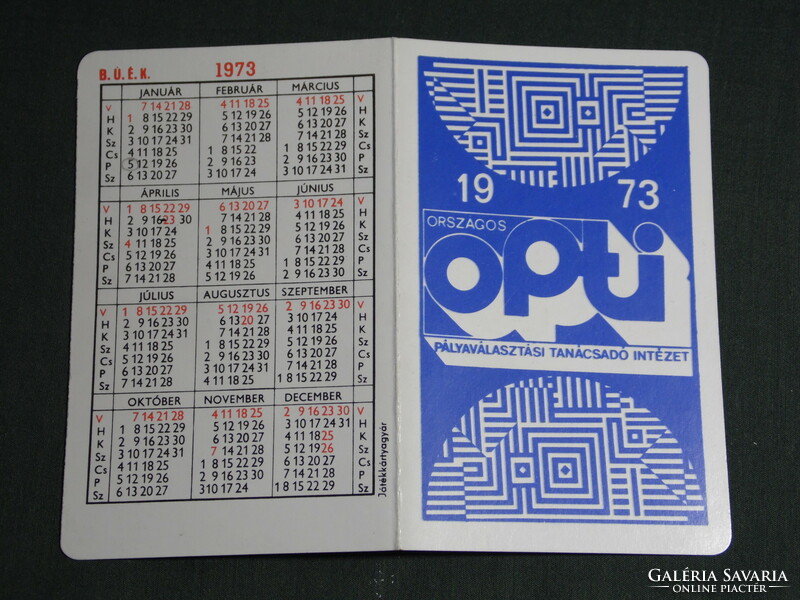 Card calendar, address book of optical career counseling institutes, 1973, (5)