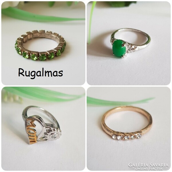 New green rhinestone flexible ring - usa 5.5 / eu 50 / ø16mm