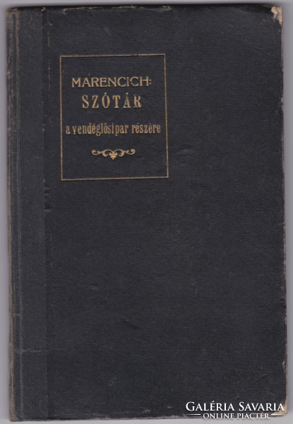 Marencich Ottó: Szótár a vendéglősipar részére - könyv 1936-ból