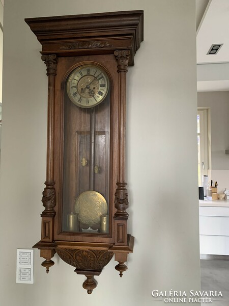 German pewter wall clock, half-baked, 115cm