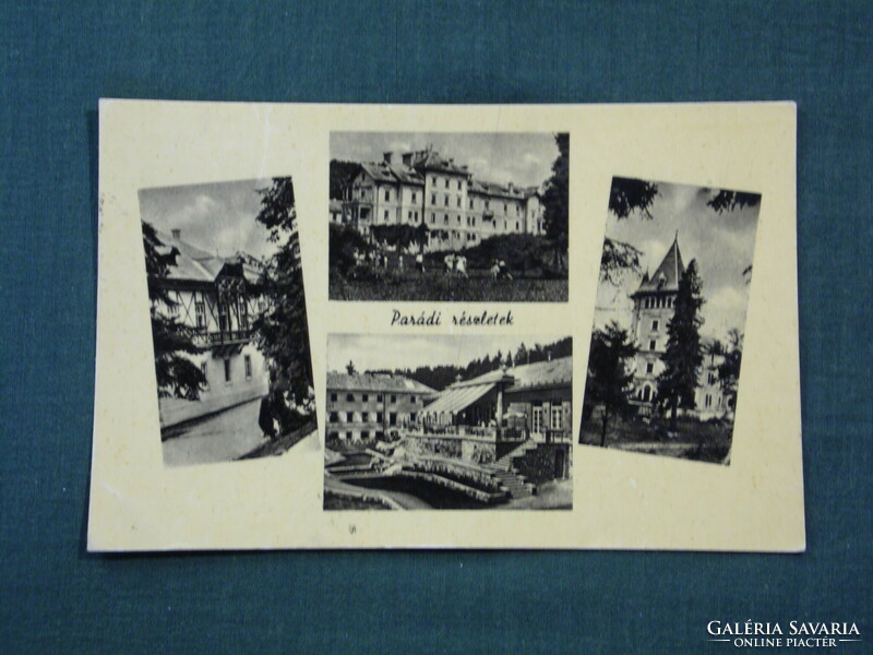 Postcard, parade, parade bath, view, sanatorium, hospital, restaurant, park, mosaics, details