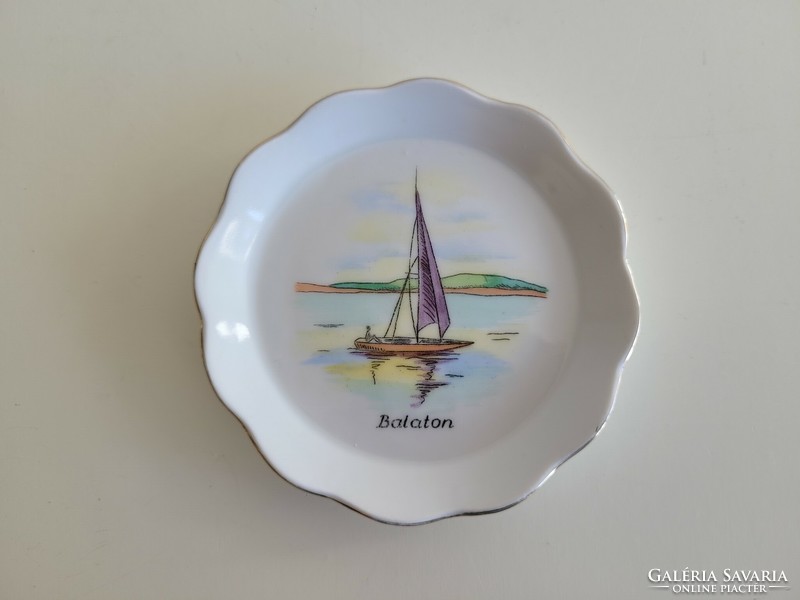 Old retro Balaton souvenir souvenir sailing ship Aquincum porcelain bowl