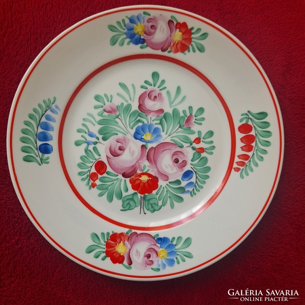 Hollóházi porcelám tányér, dísztányér, virágos (4 db)