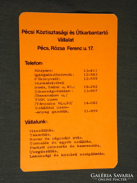 Card calendar, public road maintenance company in Pécs, 1973, (5)