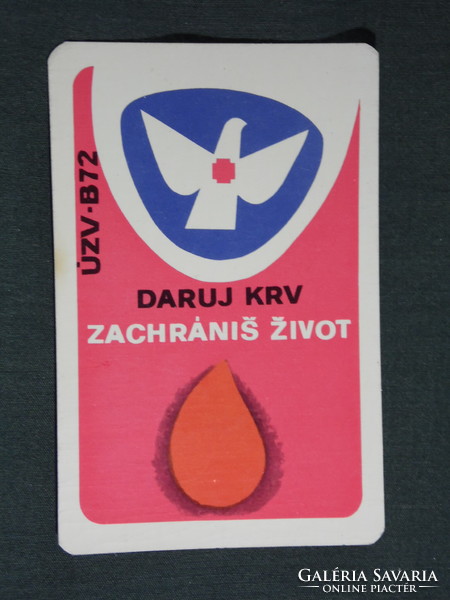Kártyanaptár, Csehszlovákia, Állami Vöröskereszt, véradás, grafikai rajzos,1973,   (5)