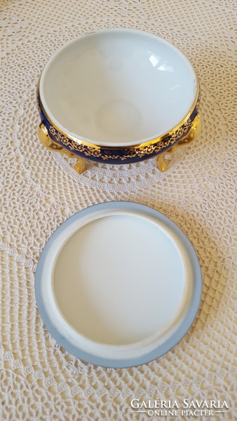 Régi,Cobalt & Gold Limoges porcelán,fedeles doboz
