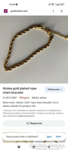 Atolea designer gold-plated steel bracelet 16.5 +4Cm at a lower price!