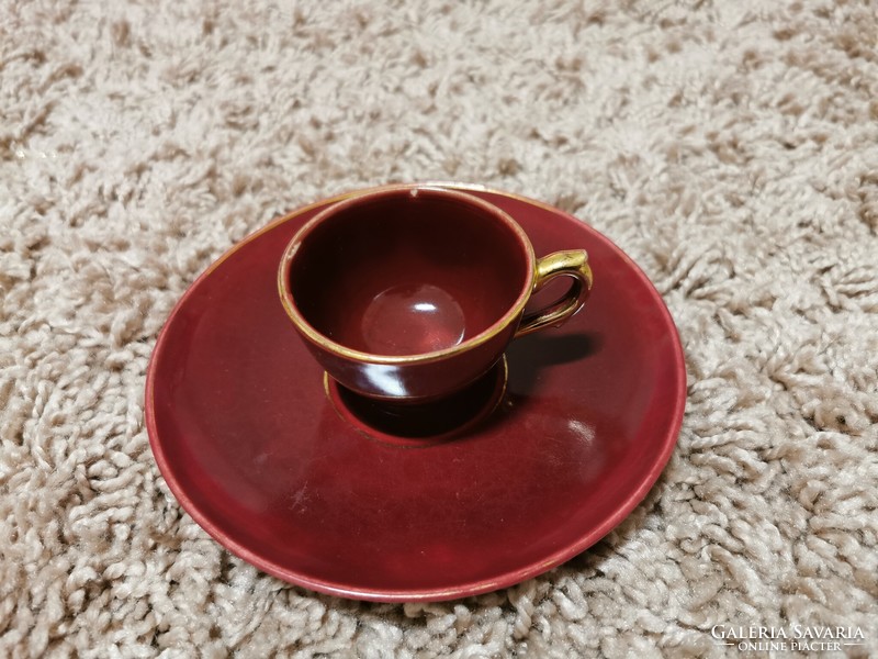 Zsolnay antique burgundy coffee cup