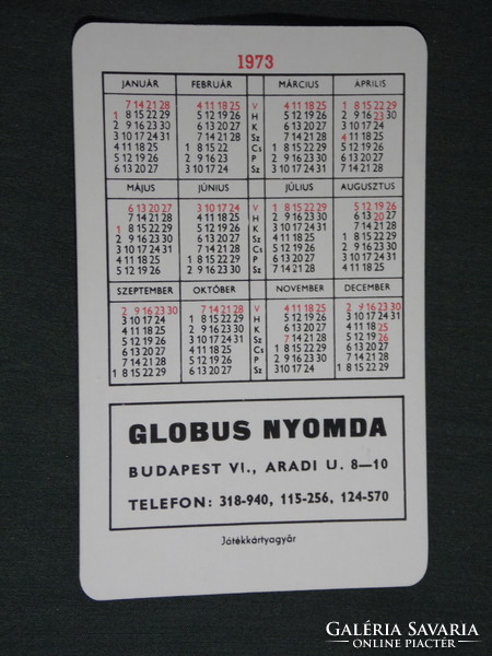 Card calendar, globus printing house, Budapest, graphic artist, 1973, (5)