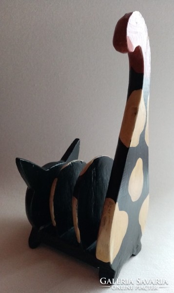 Wooden letter holder cat figure / desk accessory / shelf decoration / decoration